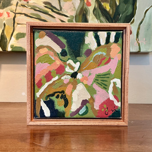 Jessa Butler Tribal Butterfly I Expressionist Painting in Wood Floater Frame