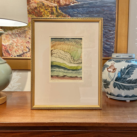 Tony Rosati Crystal Trees Landscape Monotype in Gold Frame