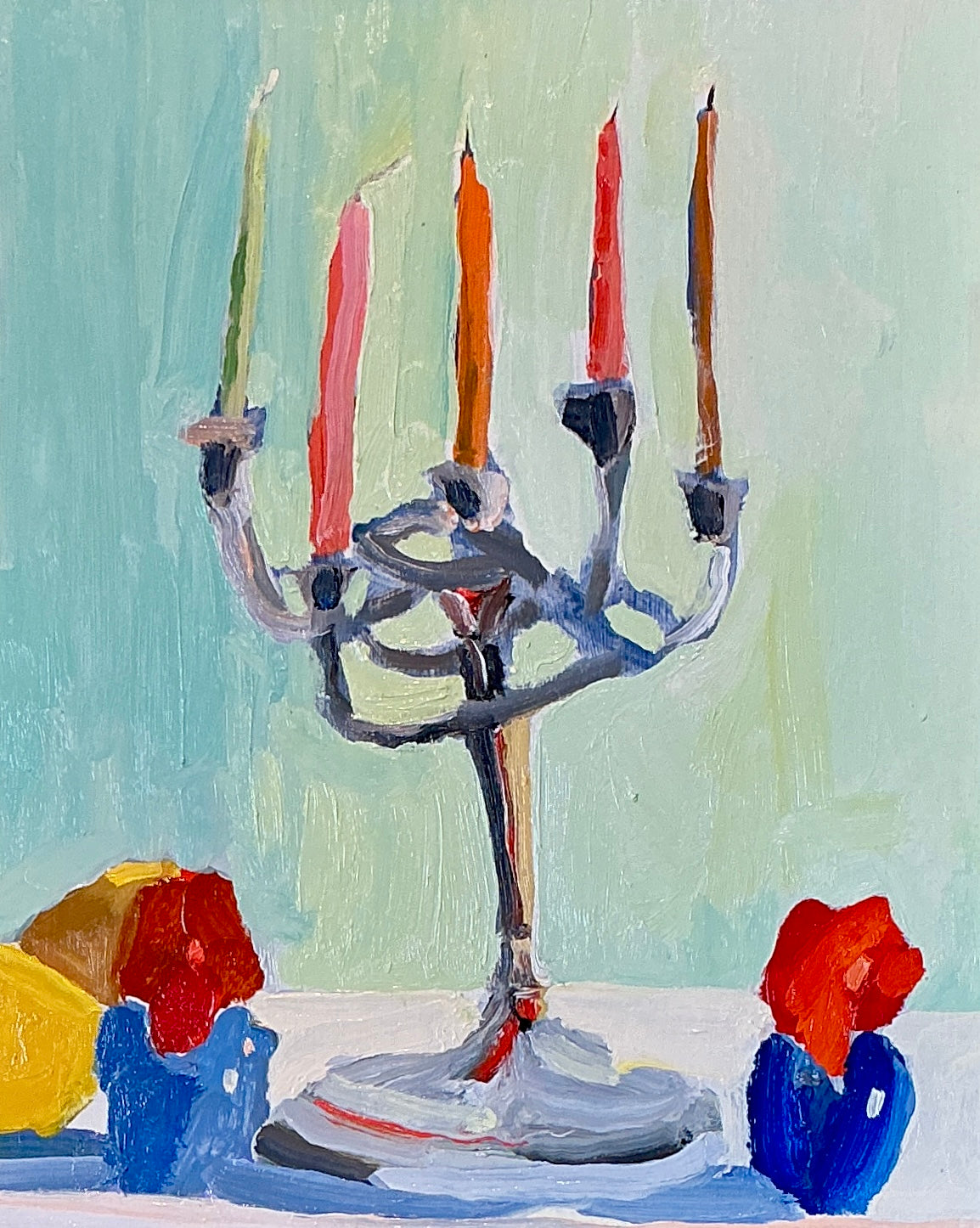 Gretchen McGinnis Little Celebration Still Life Oil Painting in Gold Frame