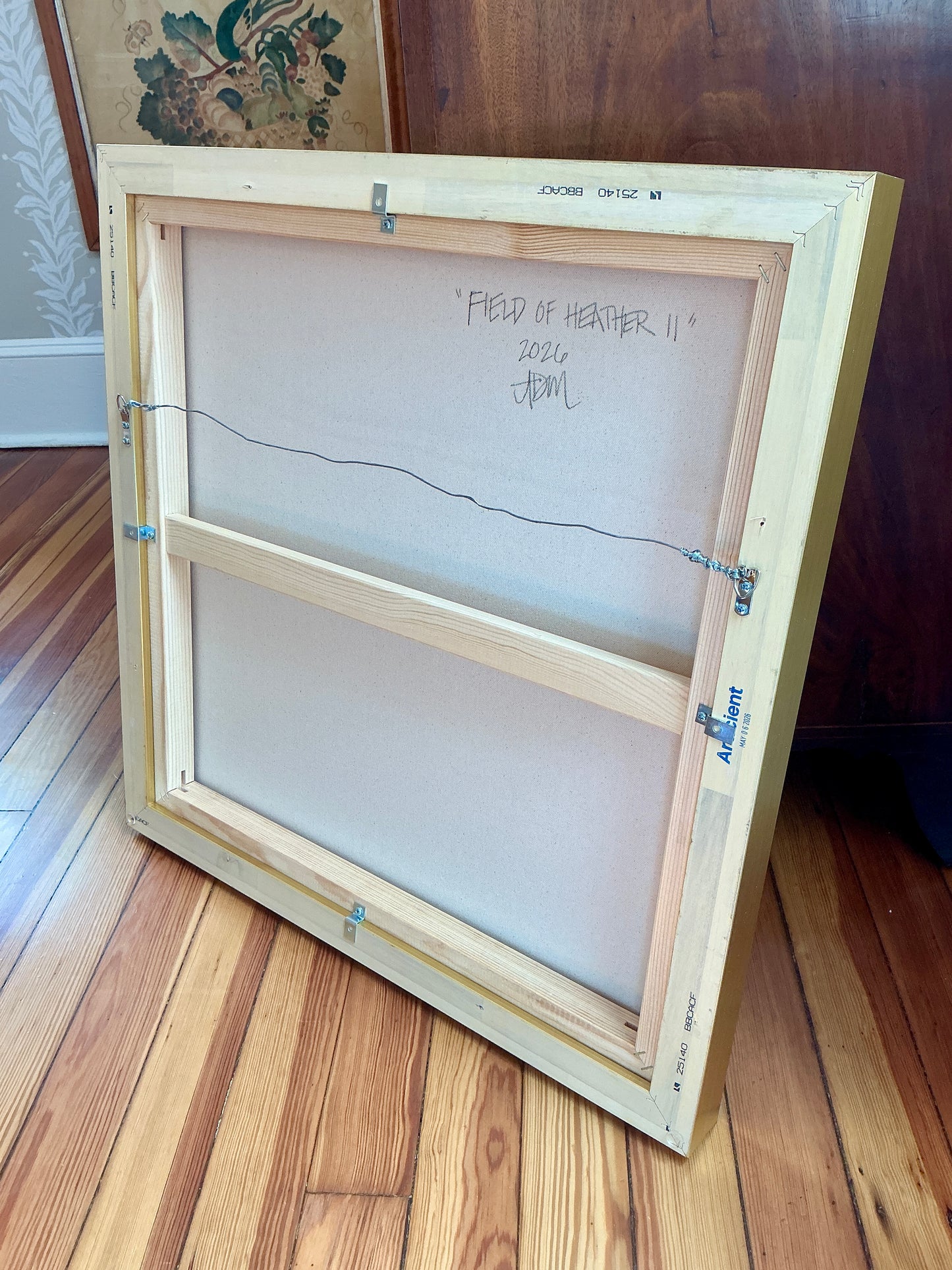 Alison Diamond McElroy Field of Heather II Floral Painting in Gold Floater Frame