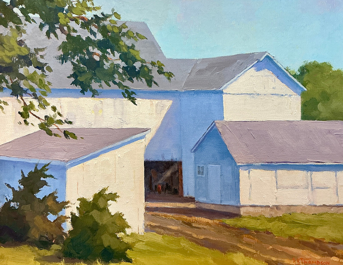 Anthony R. Thompson September Shadows Landscape Oil Painting in Gold Frame
