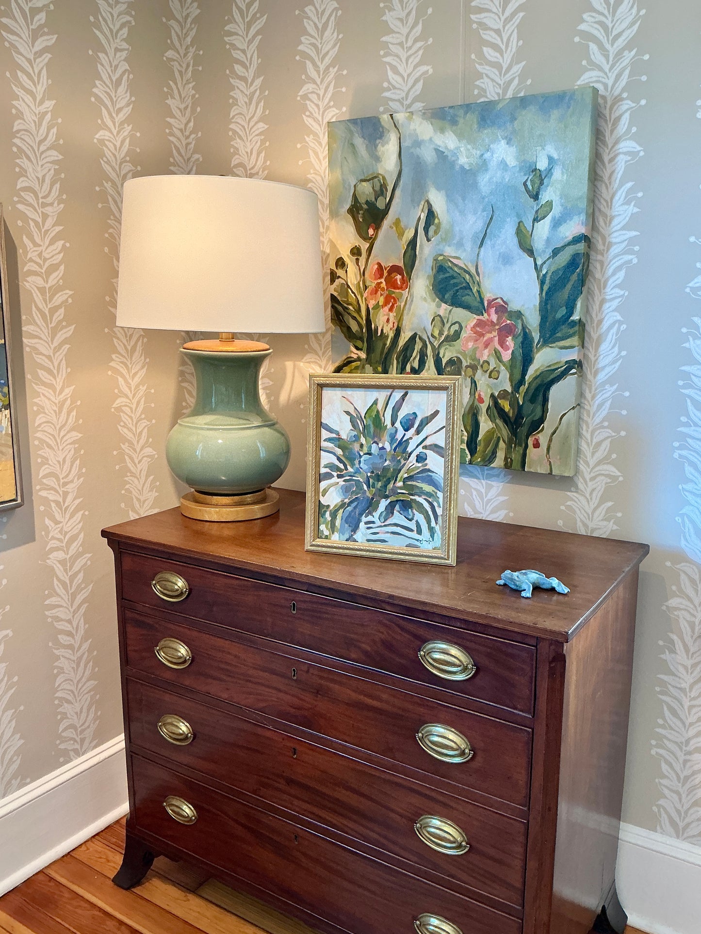 Jessa Butler Stay Handsome Expressionist Botanical Painting in Gold Frame