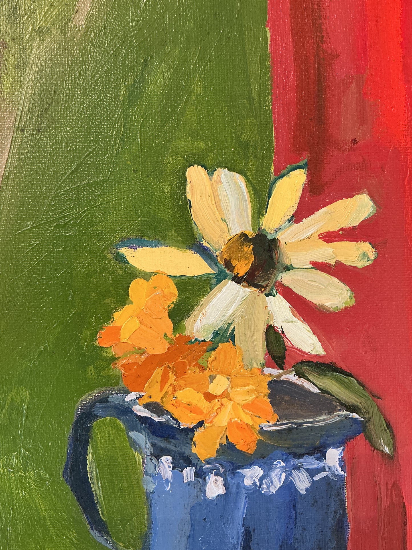 Gretchen McGinnis On The Window Sill Oil Painting in Gold Floater Frame