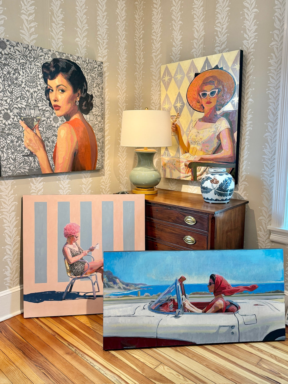 Karen McCool I Never Let My Glass Get Half Empty Because I Am a F'in Optimist Oil Painting