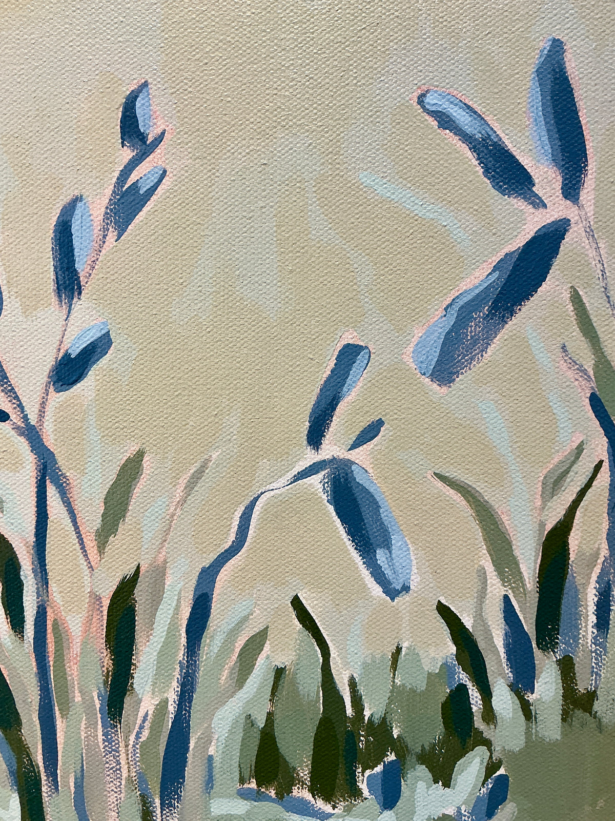 Jessa Butler Adventures Expressionist Botanical Painting in Wood Floater Frame