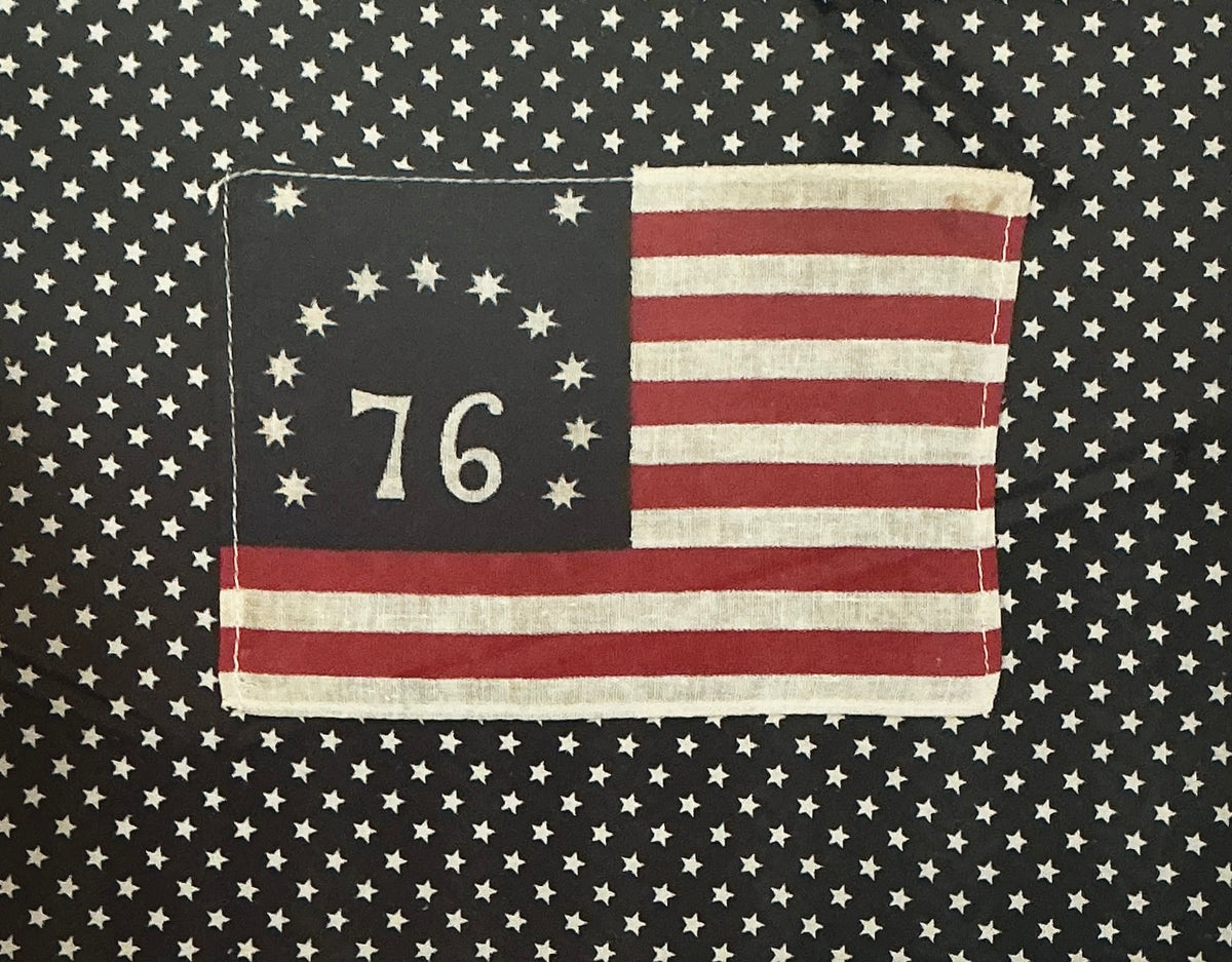 Vintage Bicentennial Bennington 13 Star American Flag on Navy Stars in Gold Frame