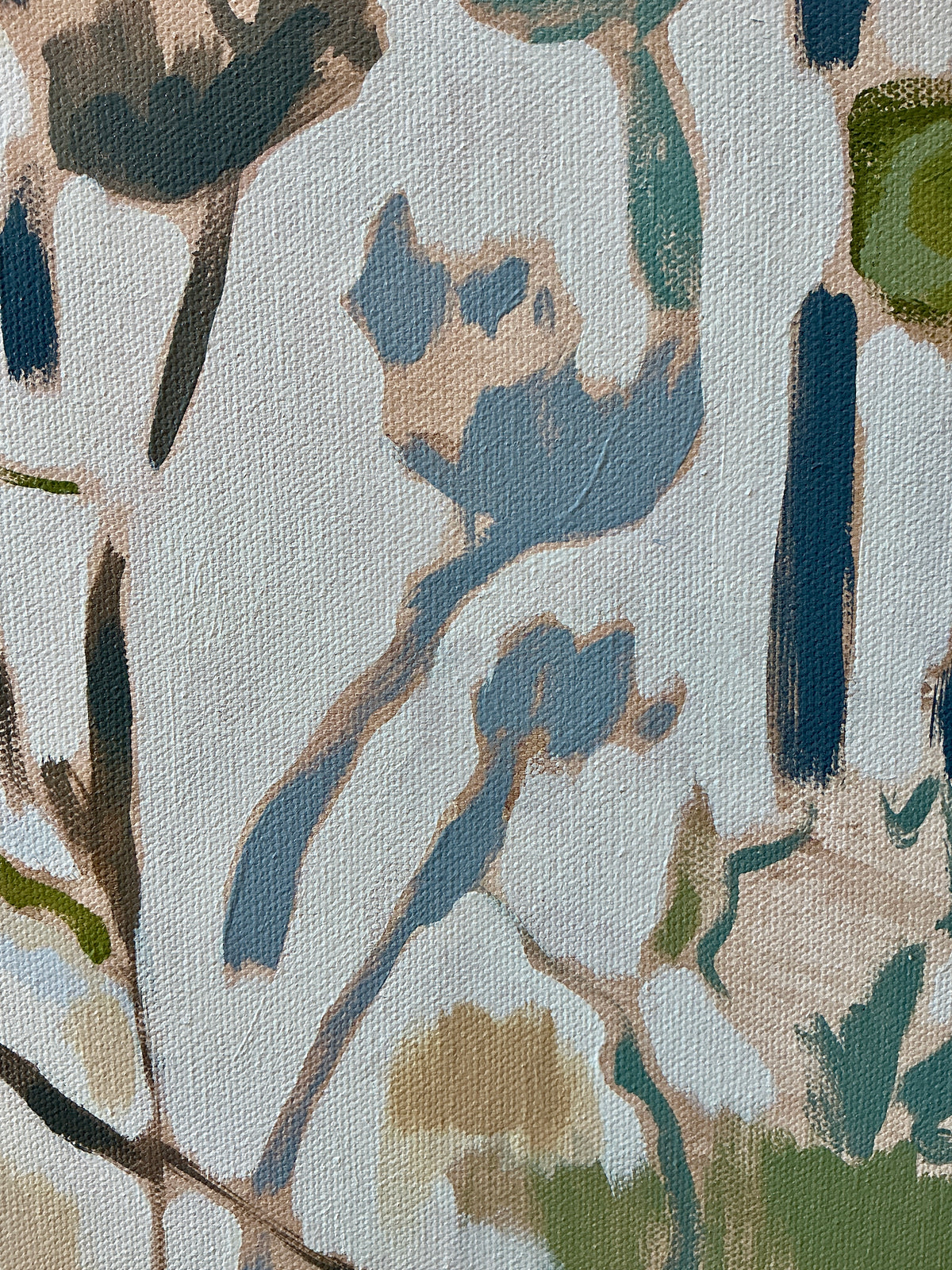 Jessa Butler Picnic With Ladybugs Expressionist Botanical Painting in Wood Floater Frame