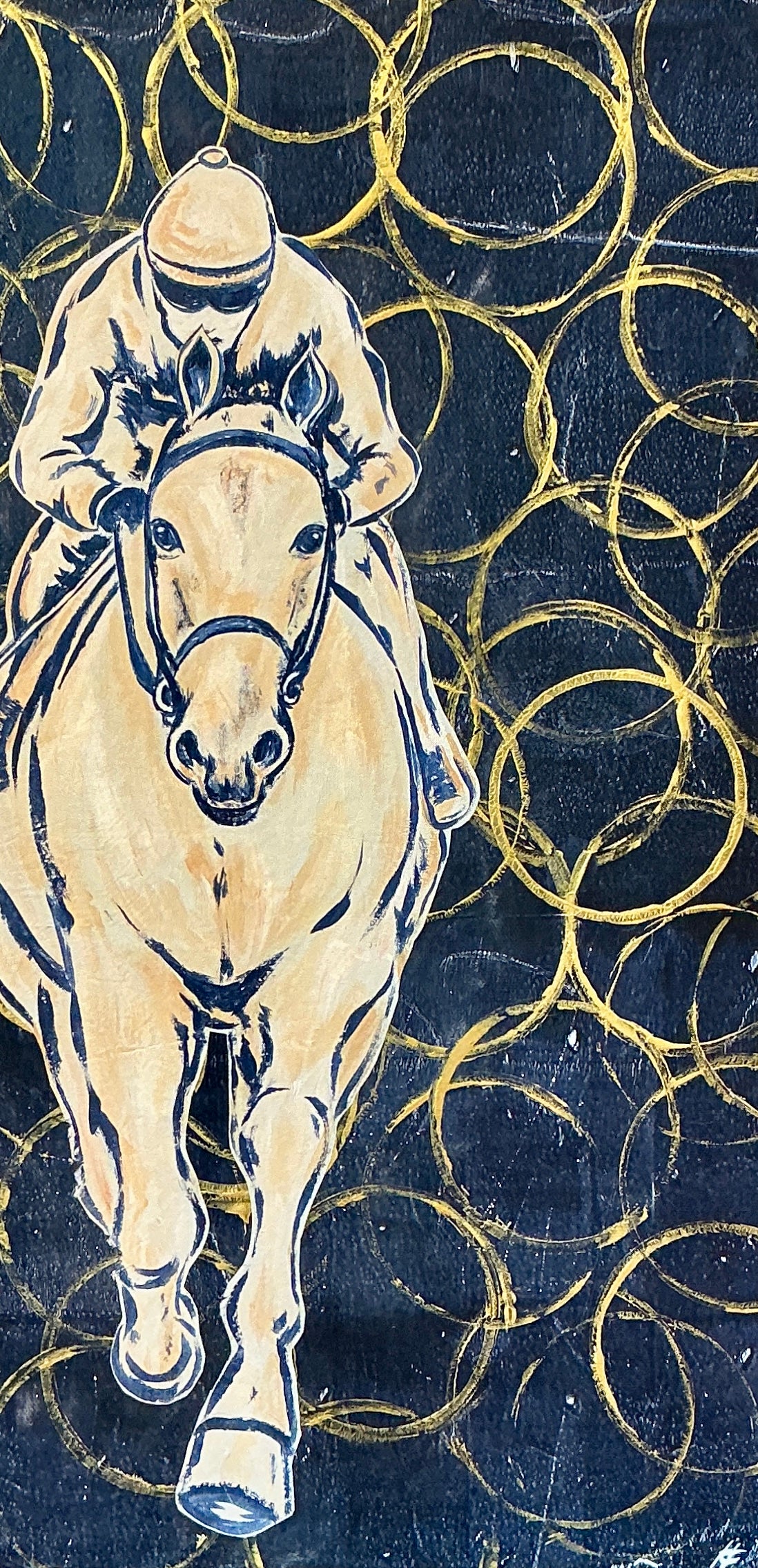 Heather Carey Eyes On Me Horse Portrait Mixed Media in Gold Frame