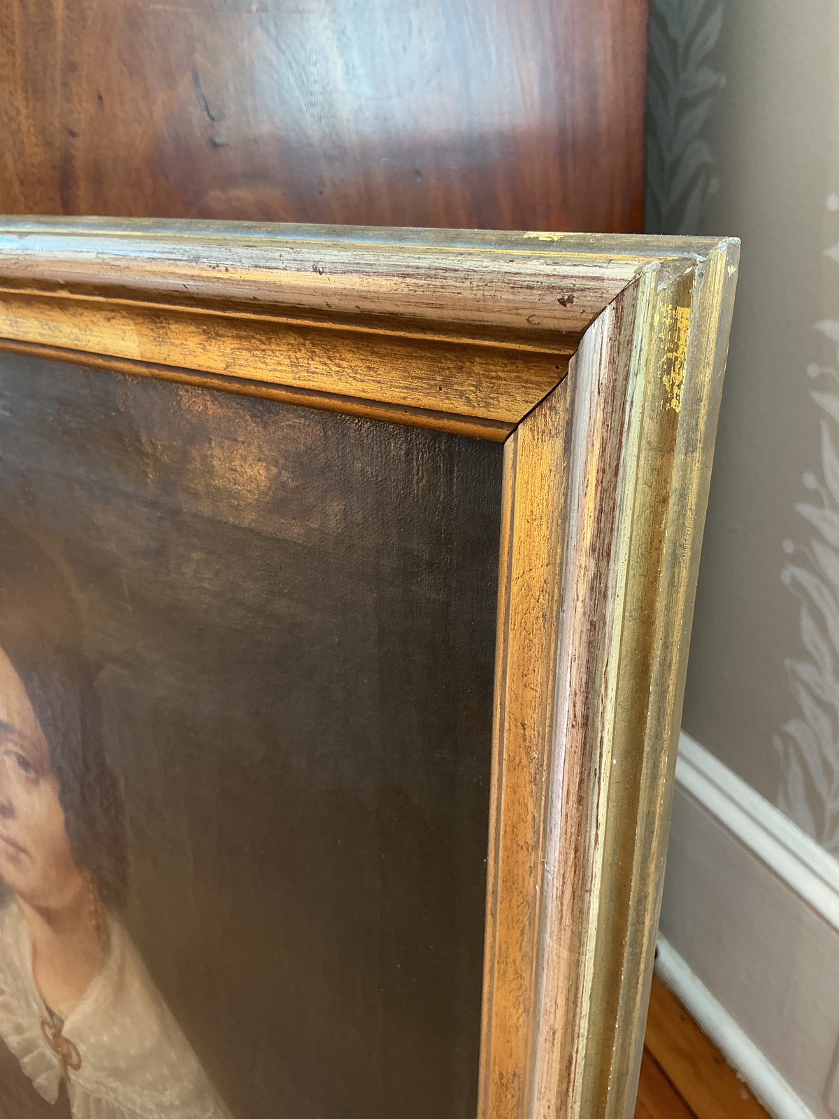 Pair of Carl Philipp Schwab 19th Century Gentleman and a Lady Biedermeier Couple Portrait Oil Paintings in Gilded Frames