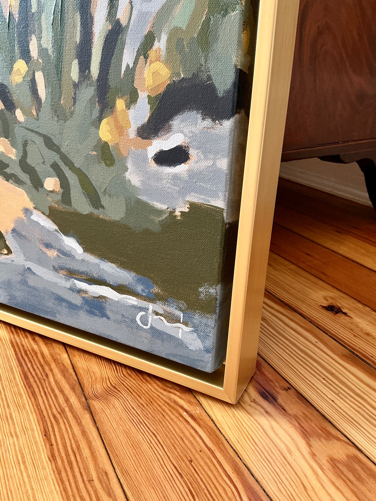 Jessa Butler Lavender Fields Forever Expressionist Botanical Painting in Gold Floater Frame