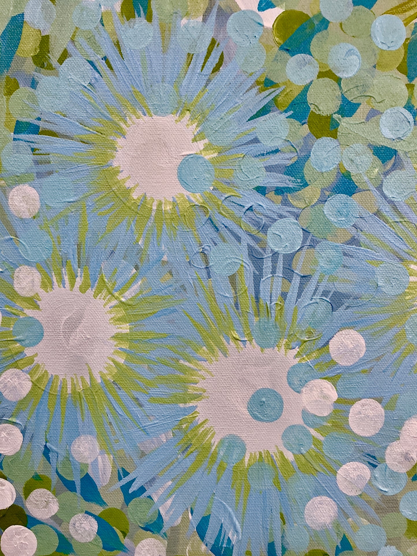 Alison Diamond McElroy Azure Retreat Floral Abstract Painting in Gold Floater Frame