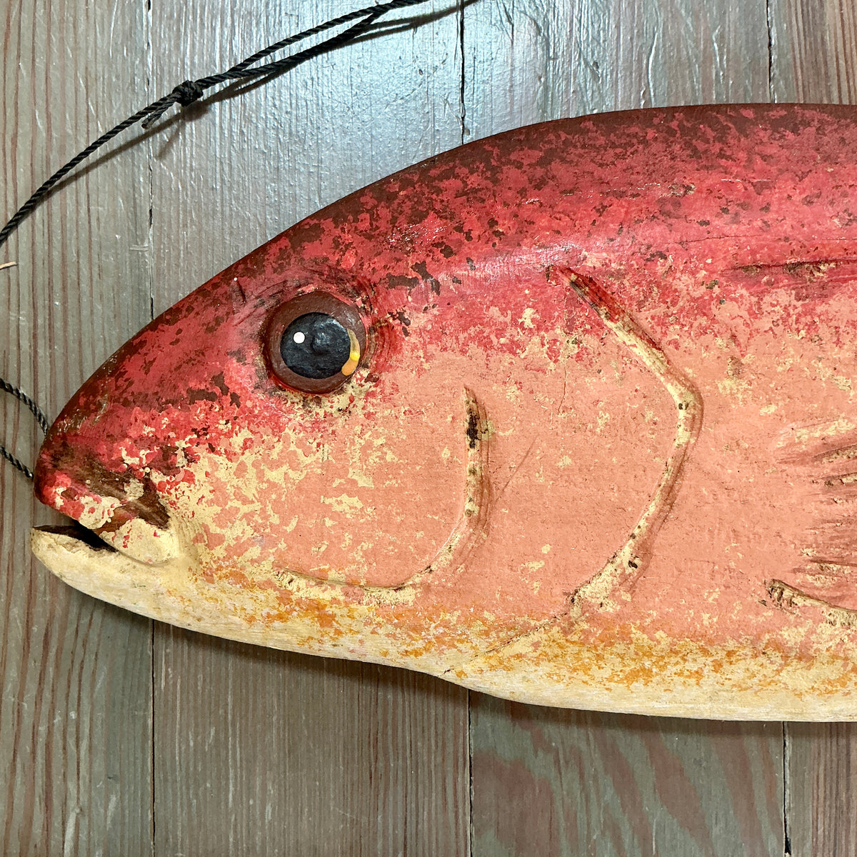 Vintage Randy Hofman Red Snapper Folk Art Wooden Sculpture