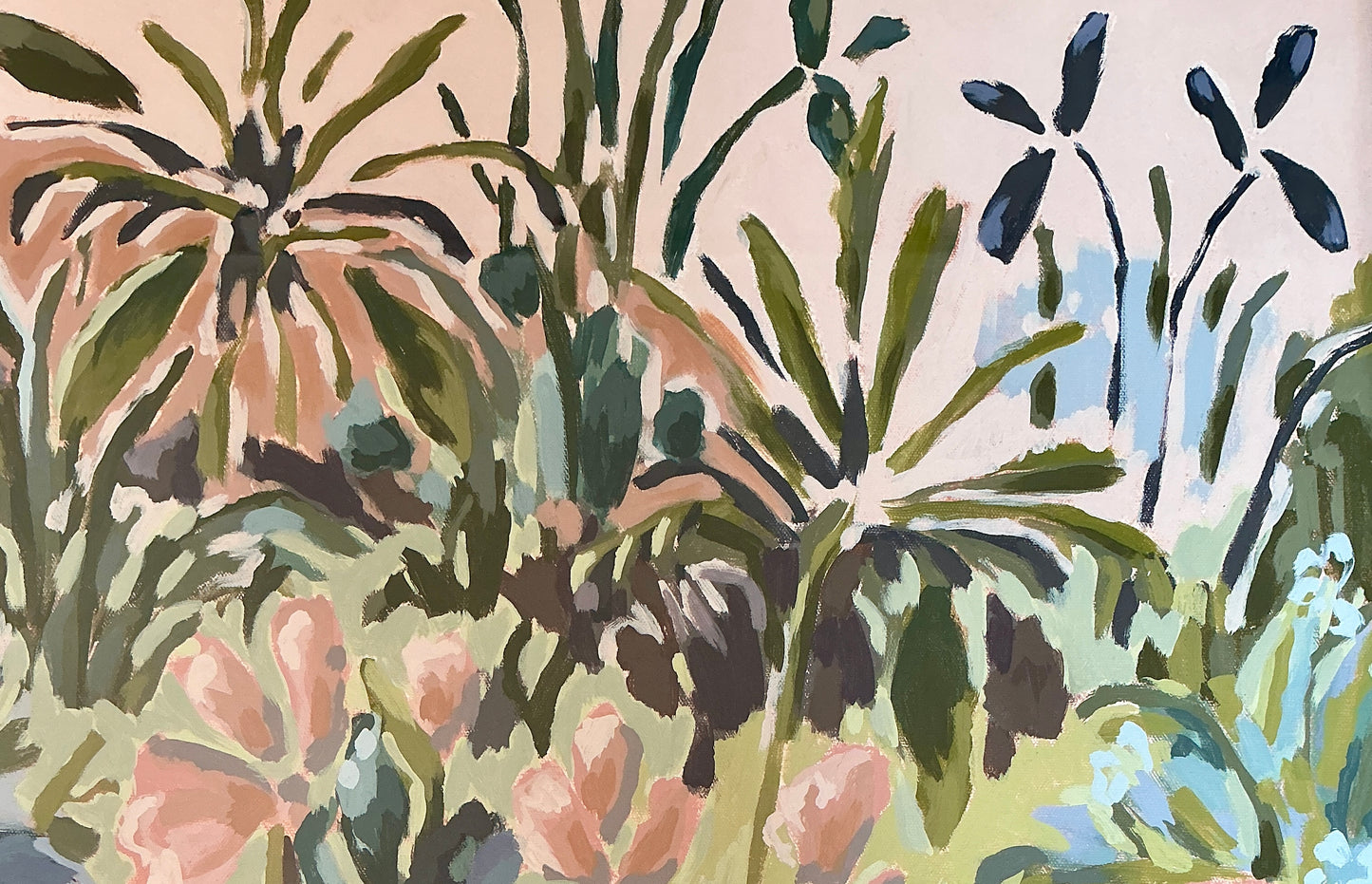 Jessa Butler Getaway Expressionist Botanical Painting in Gold Frame