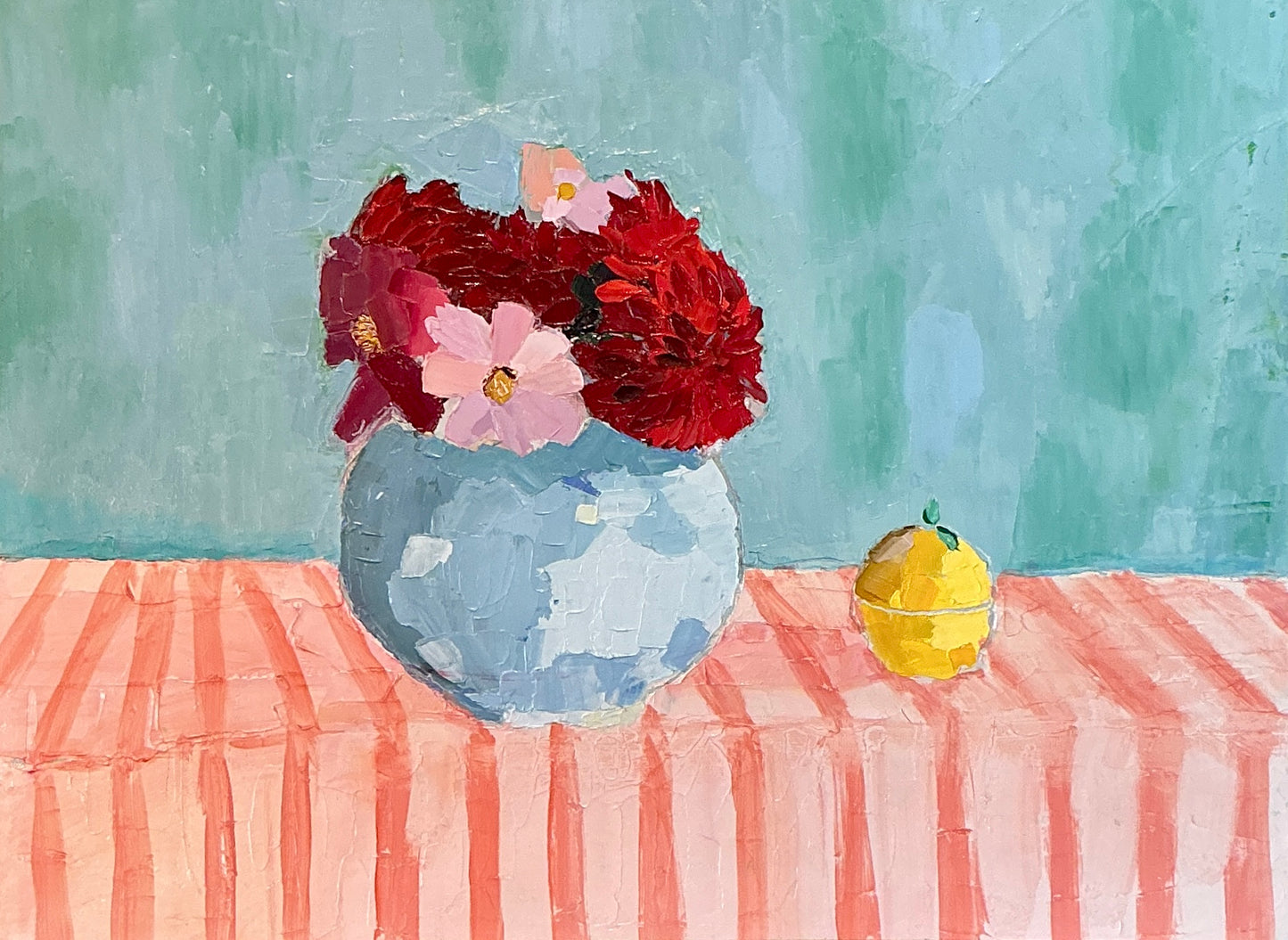 Gretchen McGinnis Bowl Of Peonies In May Still Life Oil Painting in Carved Wood Frame