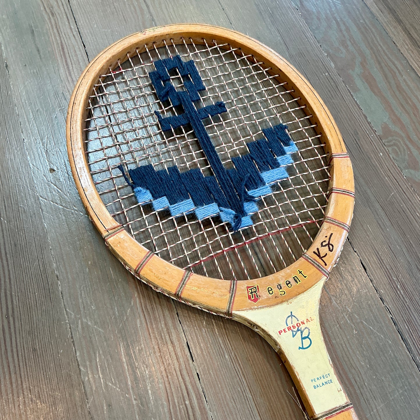 Vintage Embroidered Navy Anchor Tennis Racket