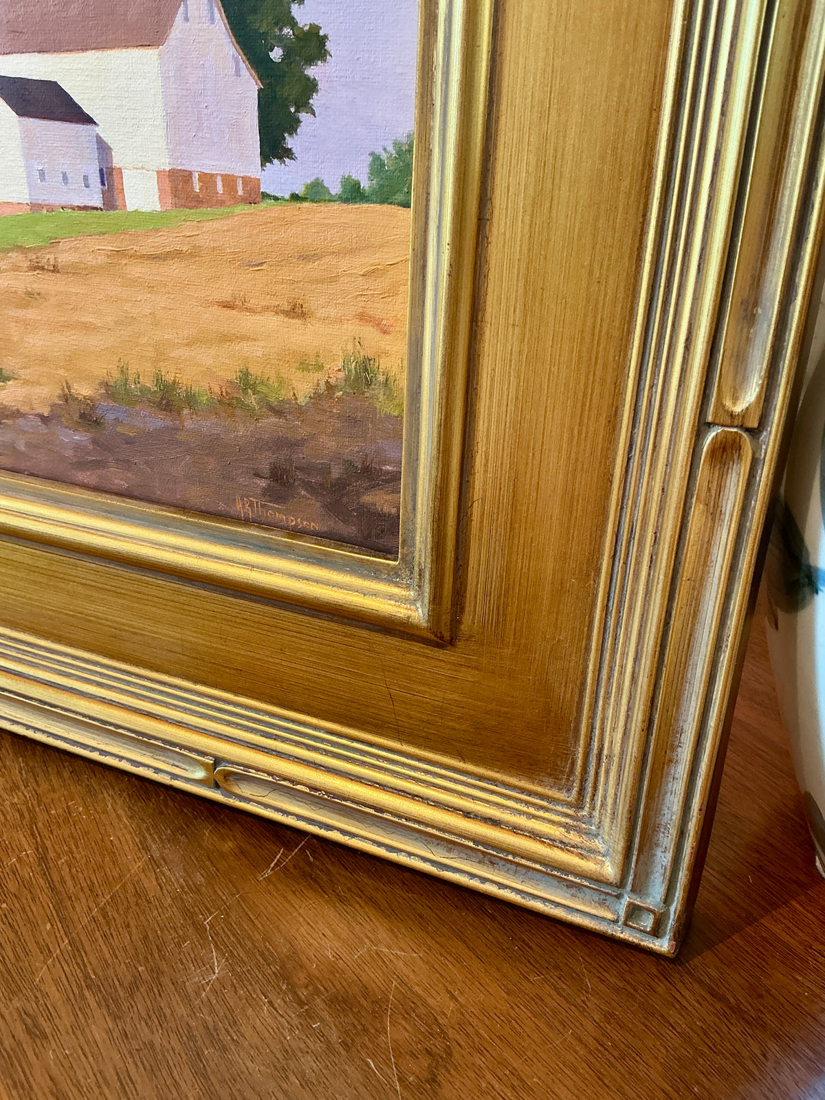 Anthony R. Thompson Early Shadows Landscape Oil Painting in Gold Frame