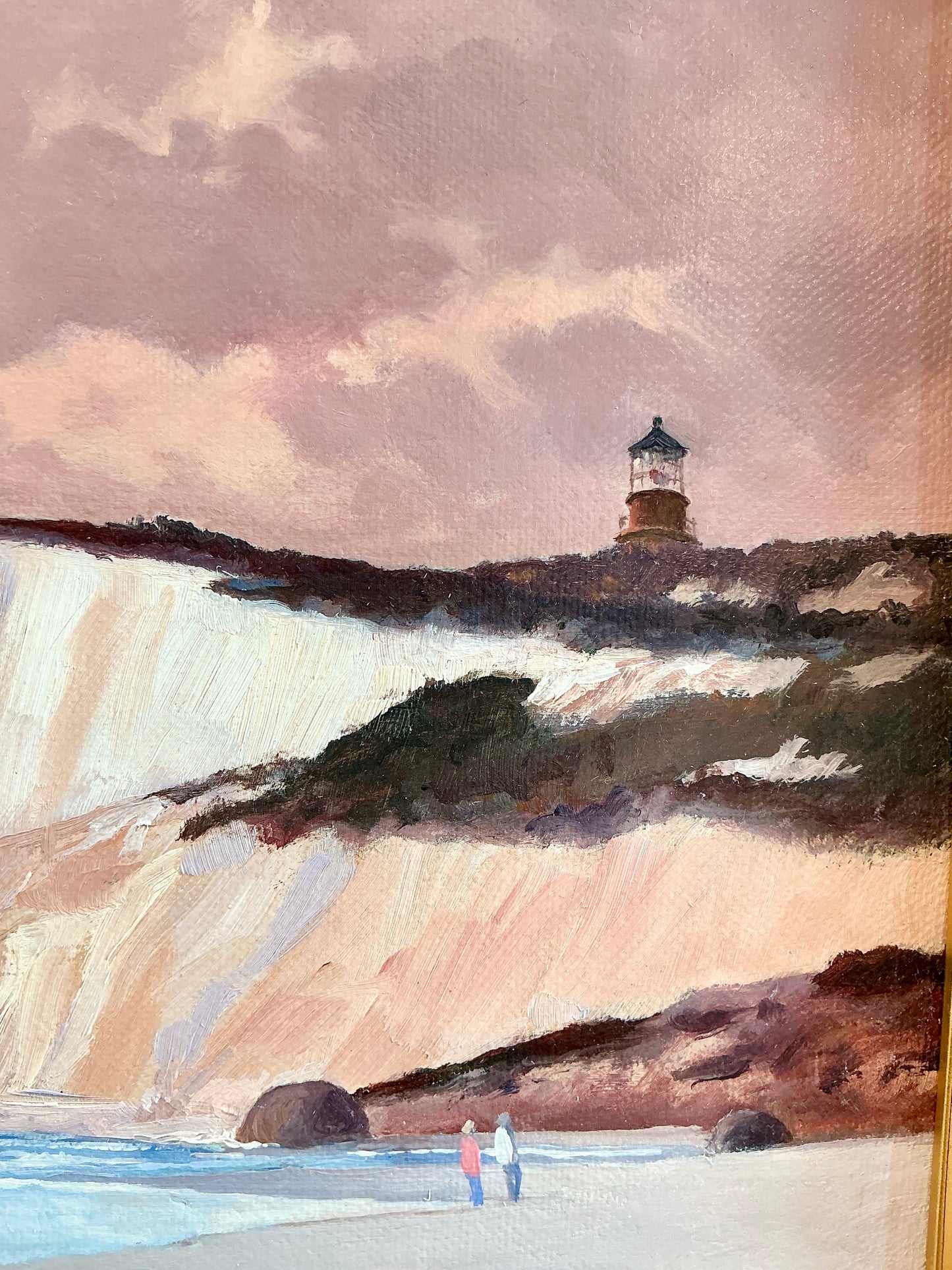 Anthony R. Thompson Surf Below Aquinnah Gay Head Coastal Landscape Oil Painting in Gold Frame