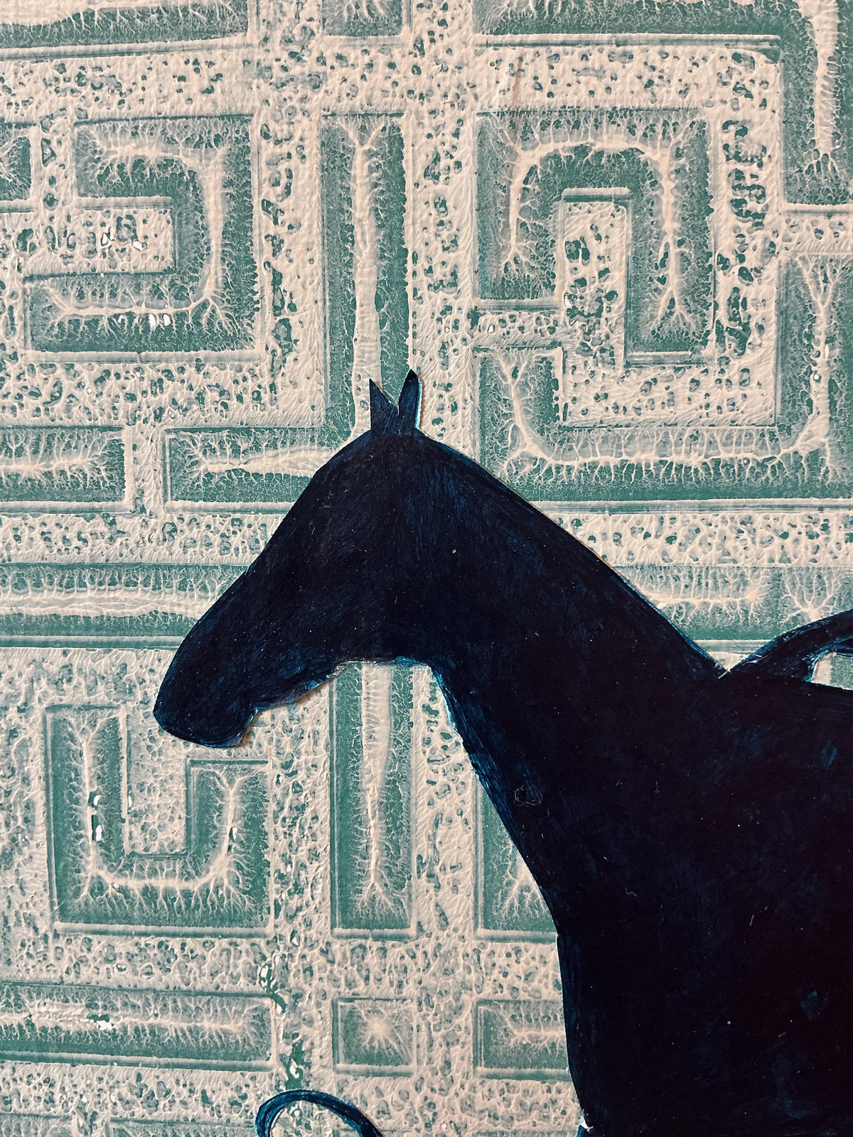 Heather Carey True Blue Horse Portrait Mixed Media in Gold Frame