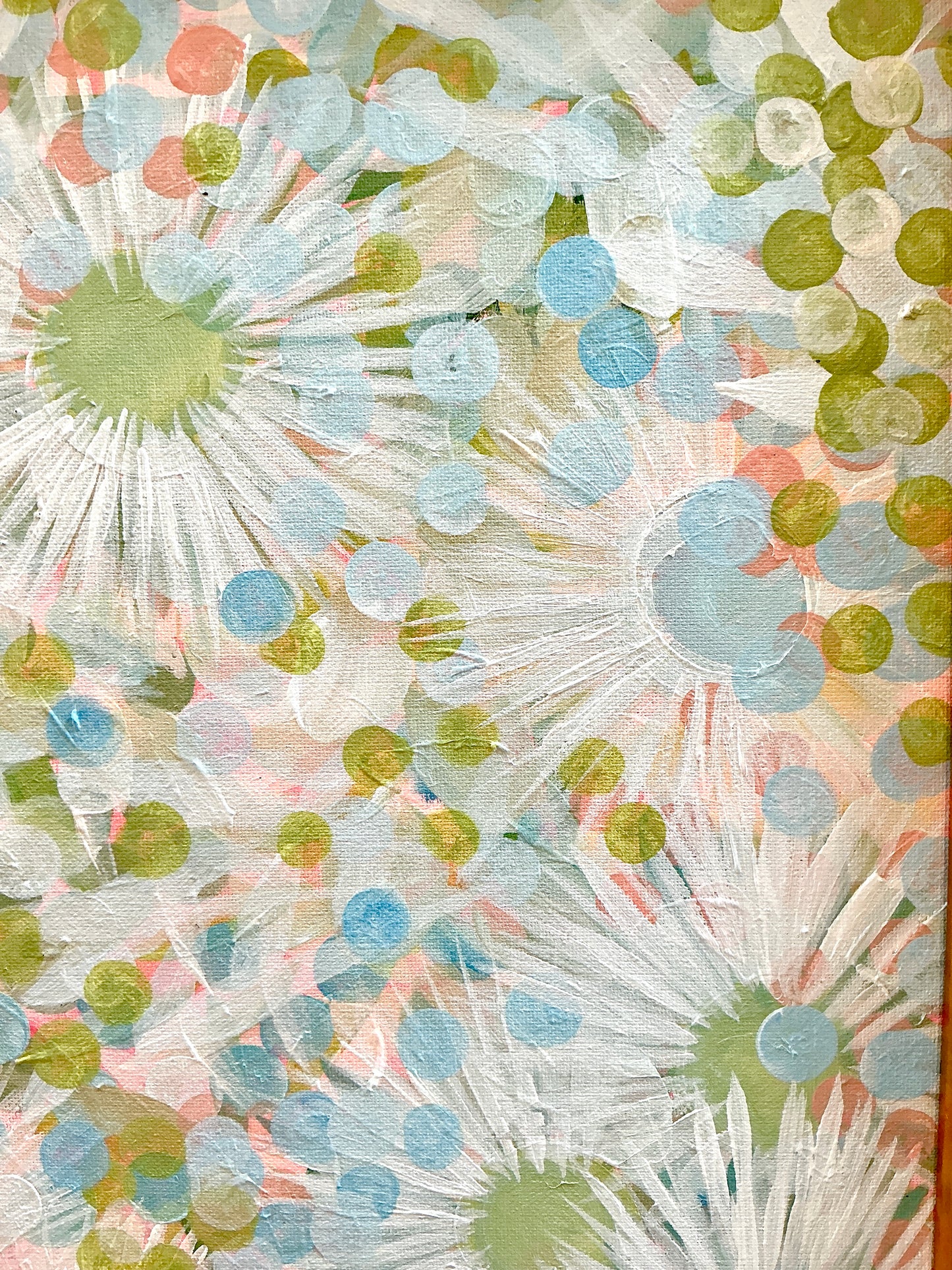Alison Diamond McElroy Spritz Season Abstract Floral Painting in Gold Bamboo Frame