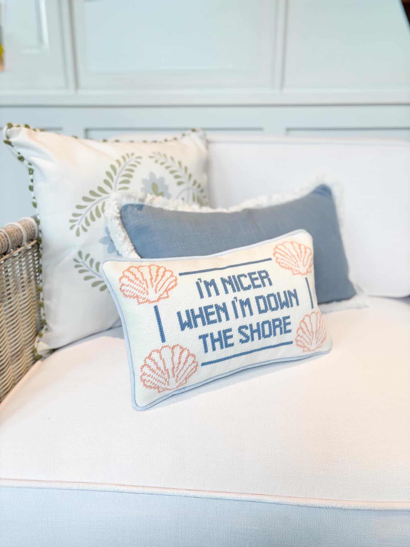 "I'm Nicer When I'm Down the Shore" Needlepoint Pillow