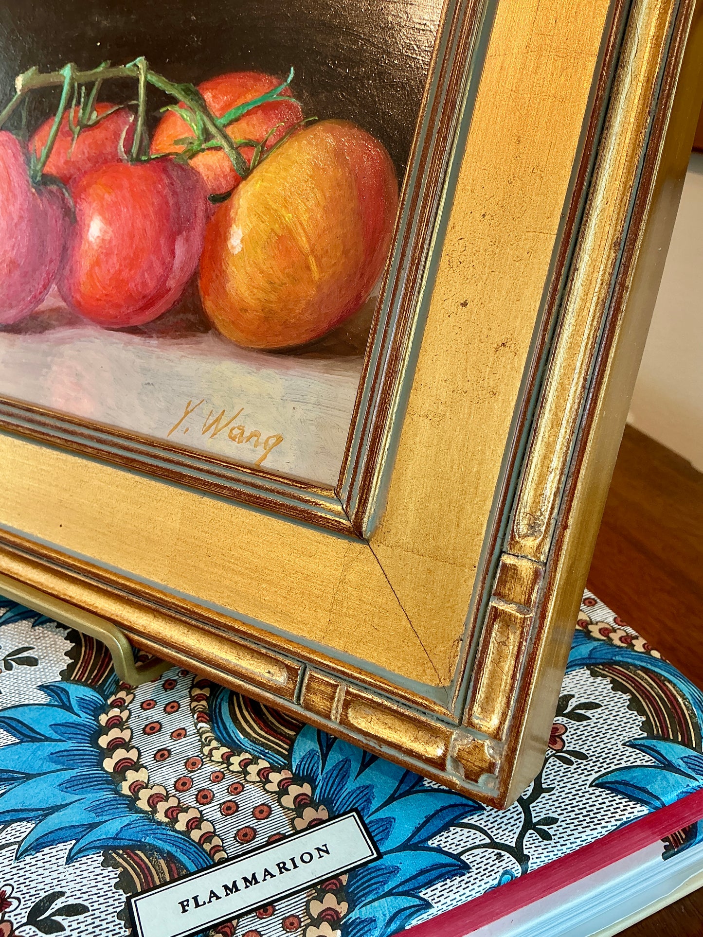 Youqing Wang Tomatoes On The Vine Still Life Oil Painting in Gold Frame