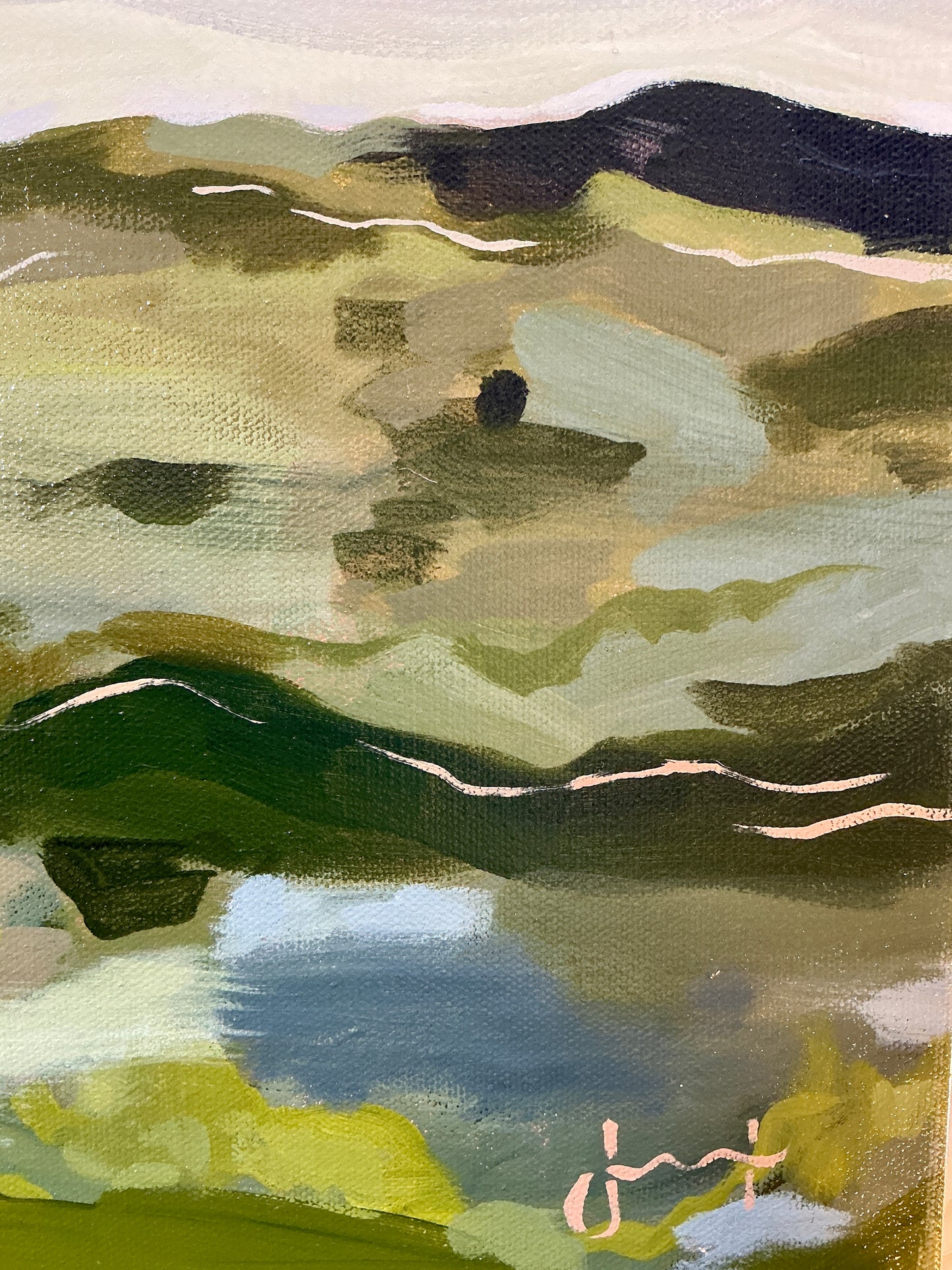 Jessa Butler Olive Sky Expressionist Landscape Painting