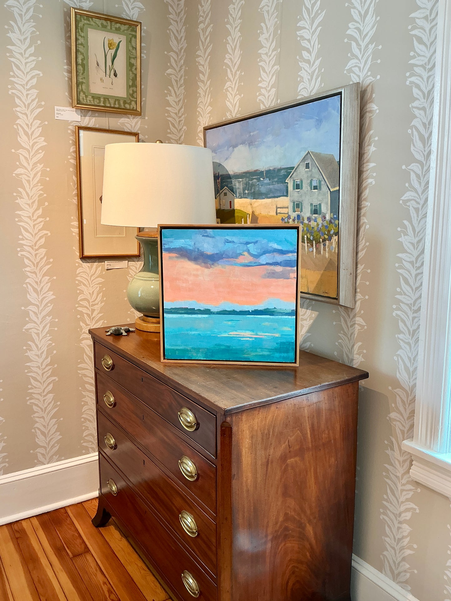 Carol Lesher Like A Dream Coastal Landscape Oil Painting in Natural Wood Frame