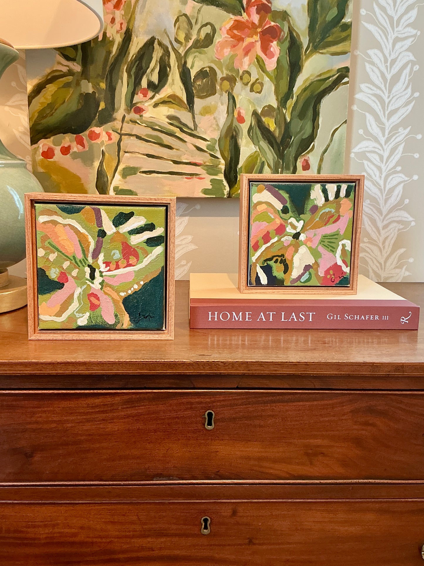 Jessa Butler Tribal Butterfly I Expressionist Painting in Wood Floater Frame