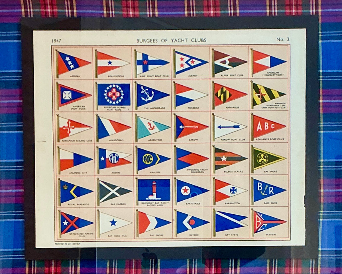 1947 Private Signals of Yachtsmen Flags on Plaid in Gold Frame