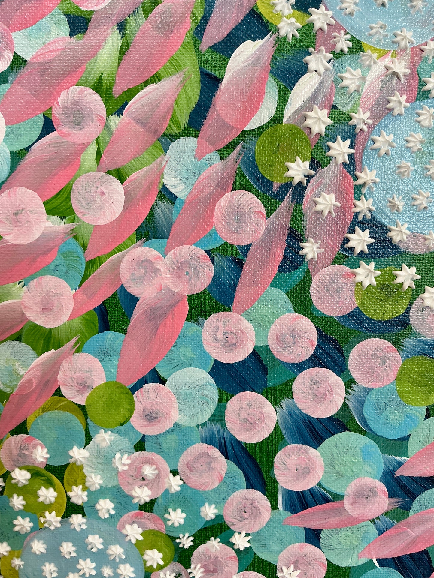 Alison Diamond McElroy June In Bloom II Abstract Floral Painting in Gold Frame