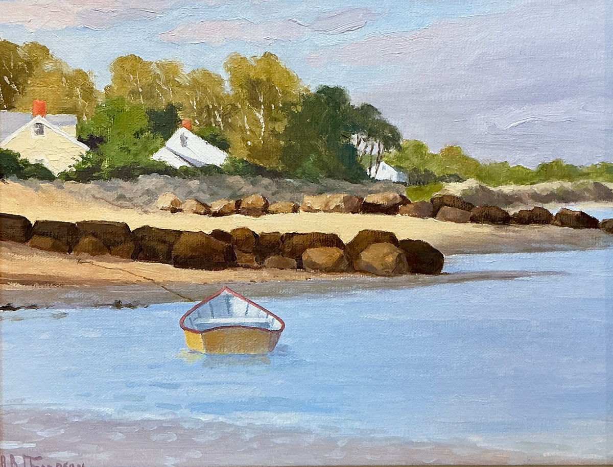 Anthony R. Thompson Early Mornings Cape Cod Bay Coastal Landscape Oil Painting in Gold Frame