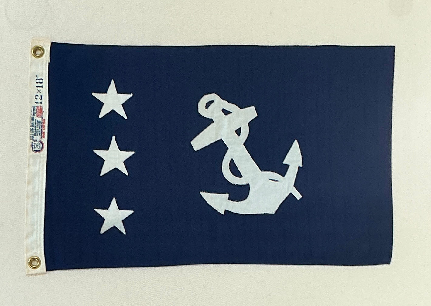 Vintage Past Commodore Nautical Flag on Ivory Duck Cloth in Gold Frame