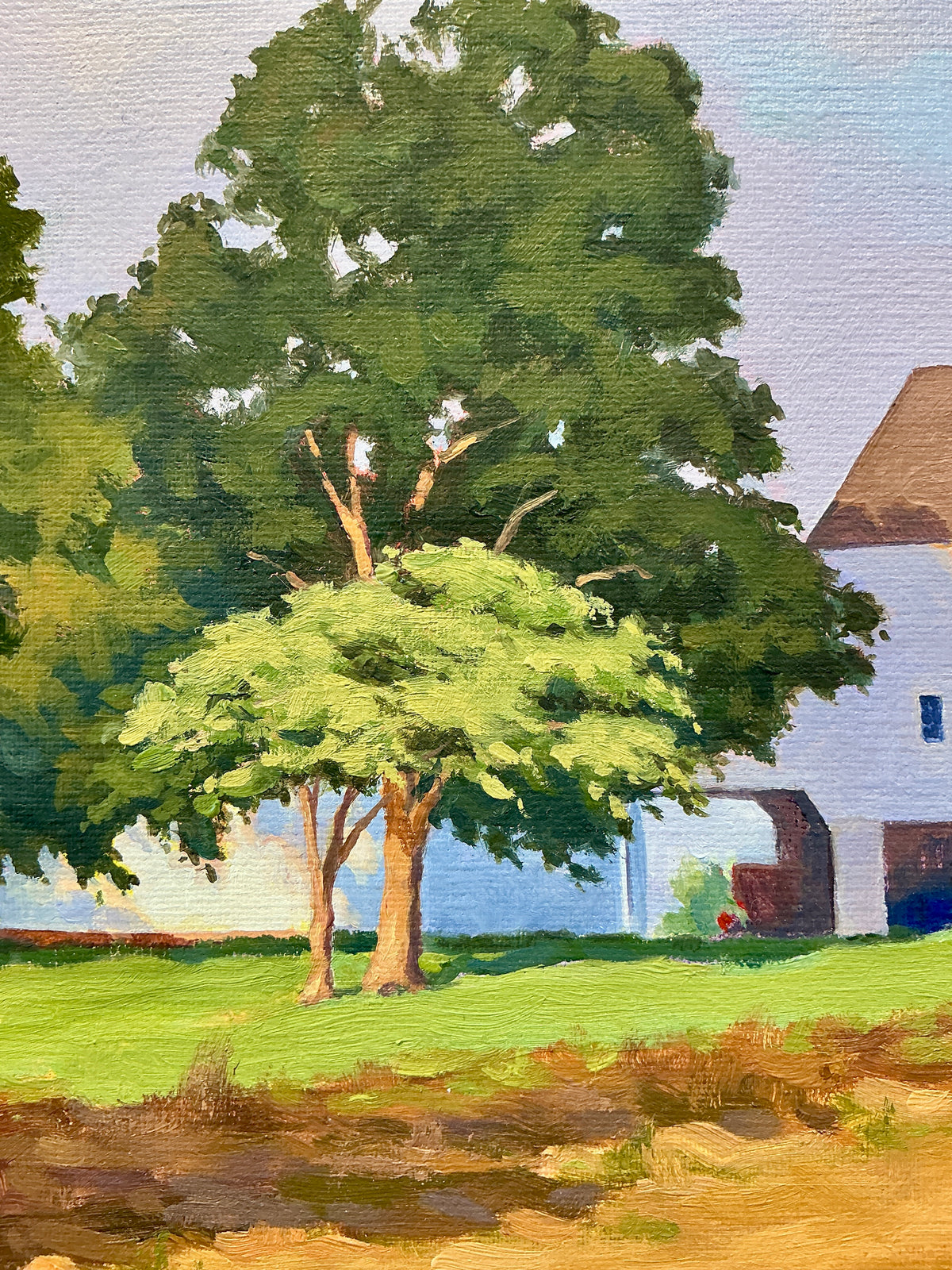 Anthony R. Thompson Early Shadows Landscape Oil Painting in Gold Frame