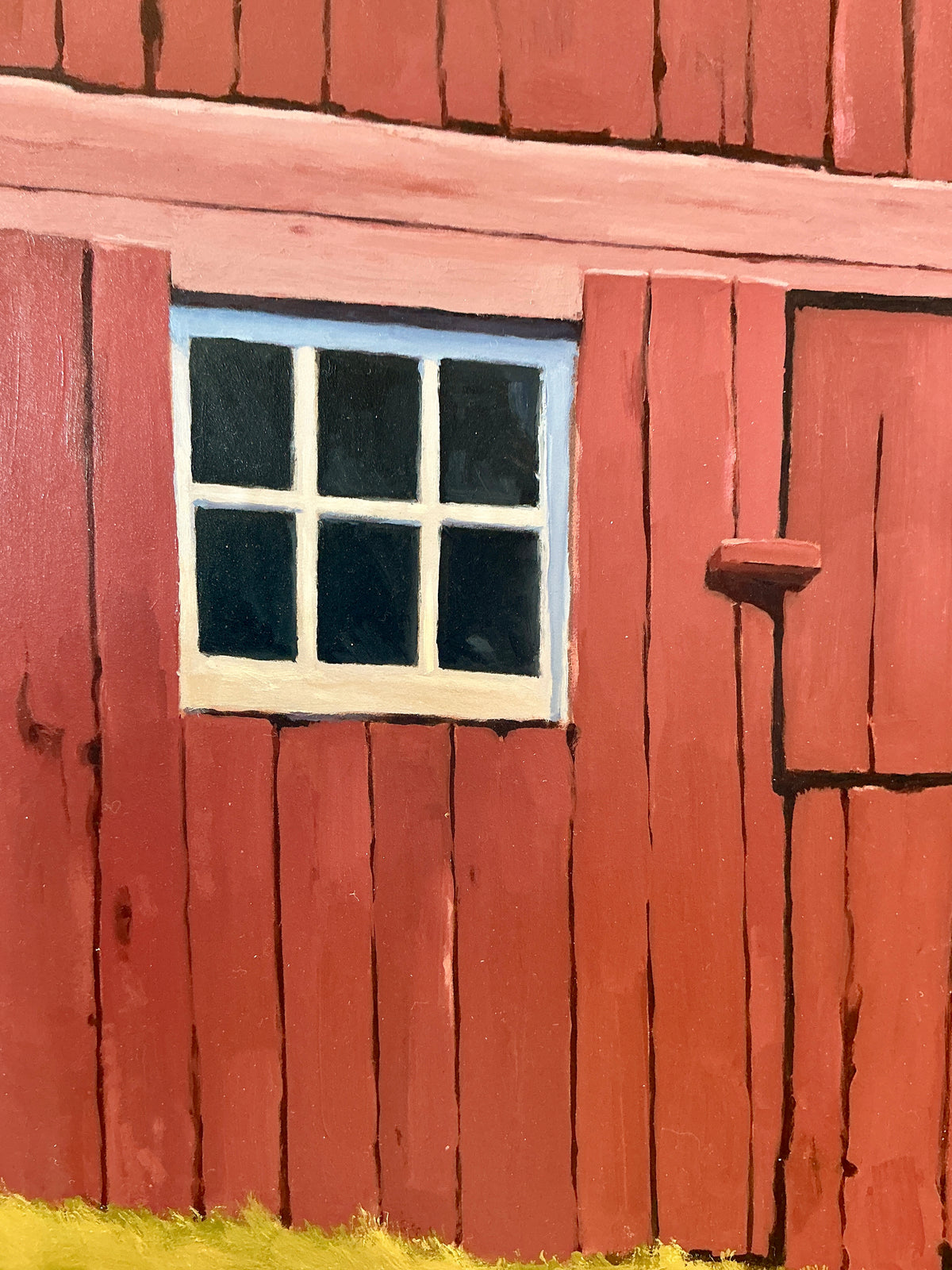 Anthony R. Thompson Barn Mosaic Landscape Oil Painting in Gold Frame
