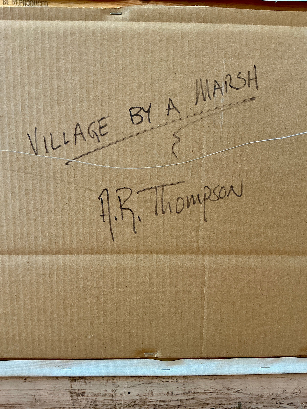 Anthony R. Thompson Village By A Marsh Coastal Landscape Oil Painting in Gold Frame