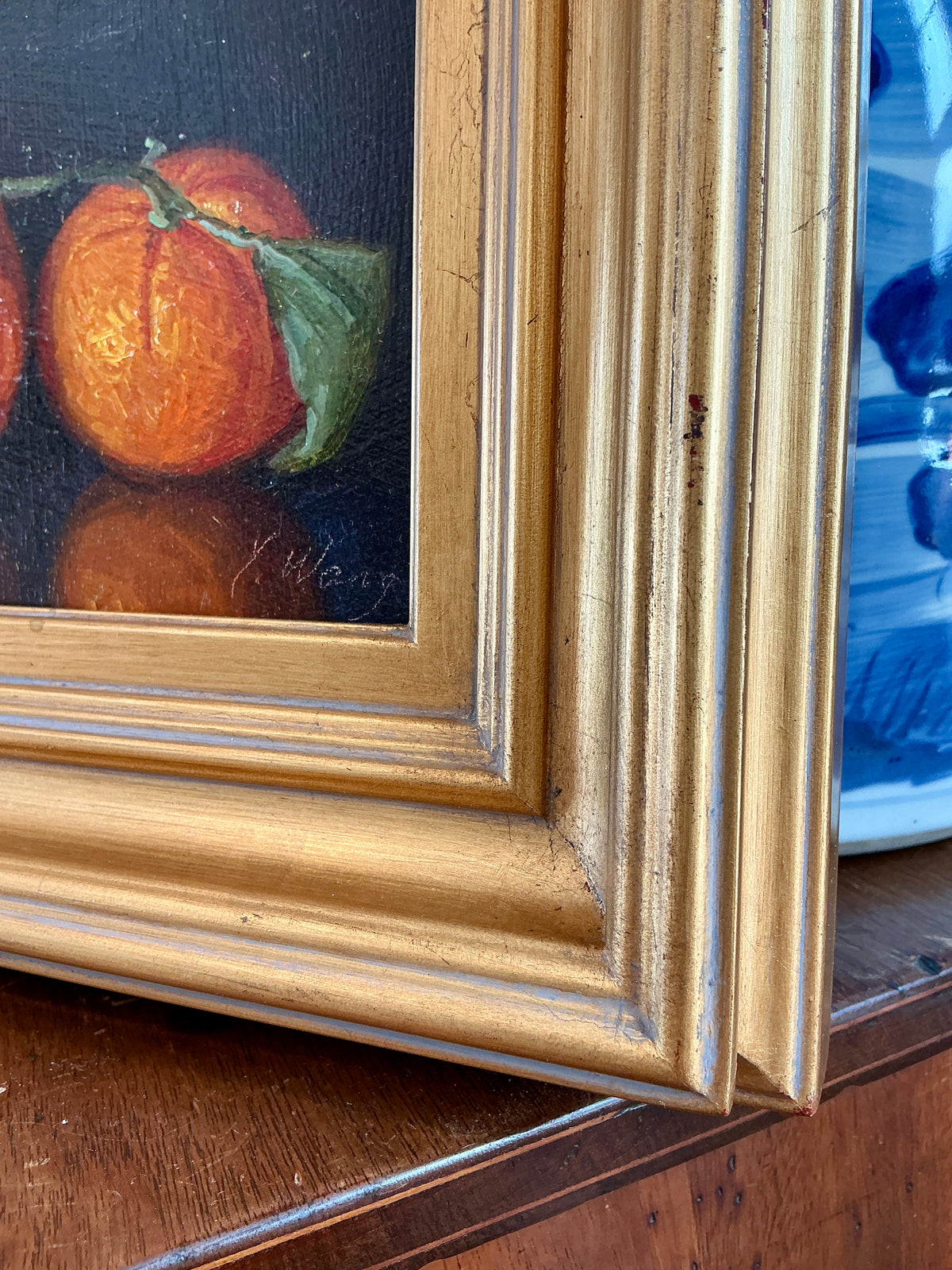 Youqing Wang Clementine Pair Still Life Oil Painting in Gold Frame