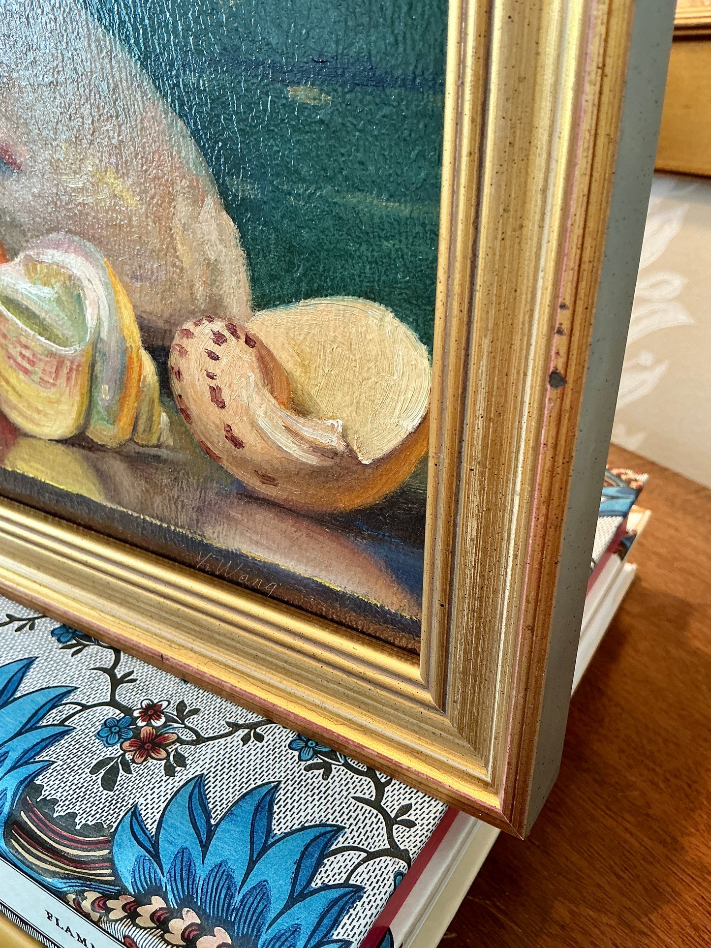 Youqing Wang Seashells With Starfish Still Life Oil Painting in Gold Frame