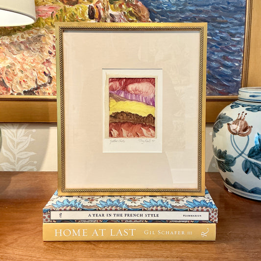 Tony Rosati Yellow Hills Landscape Monotype in Gold Frame