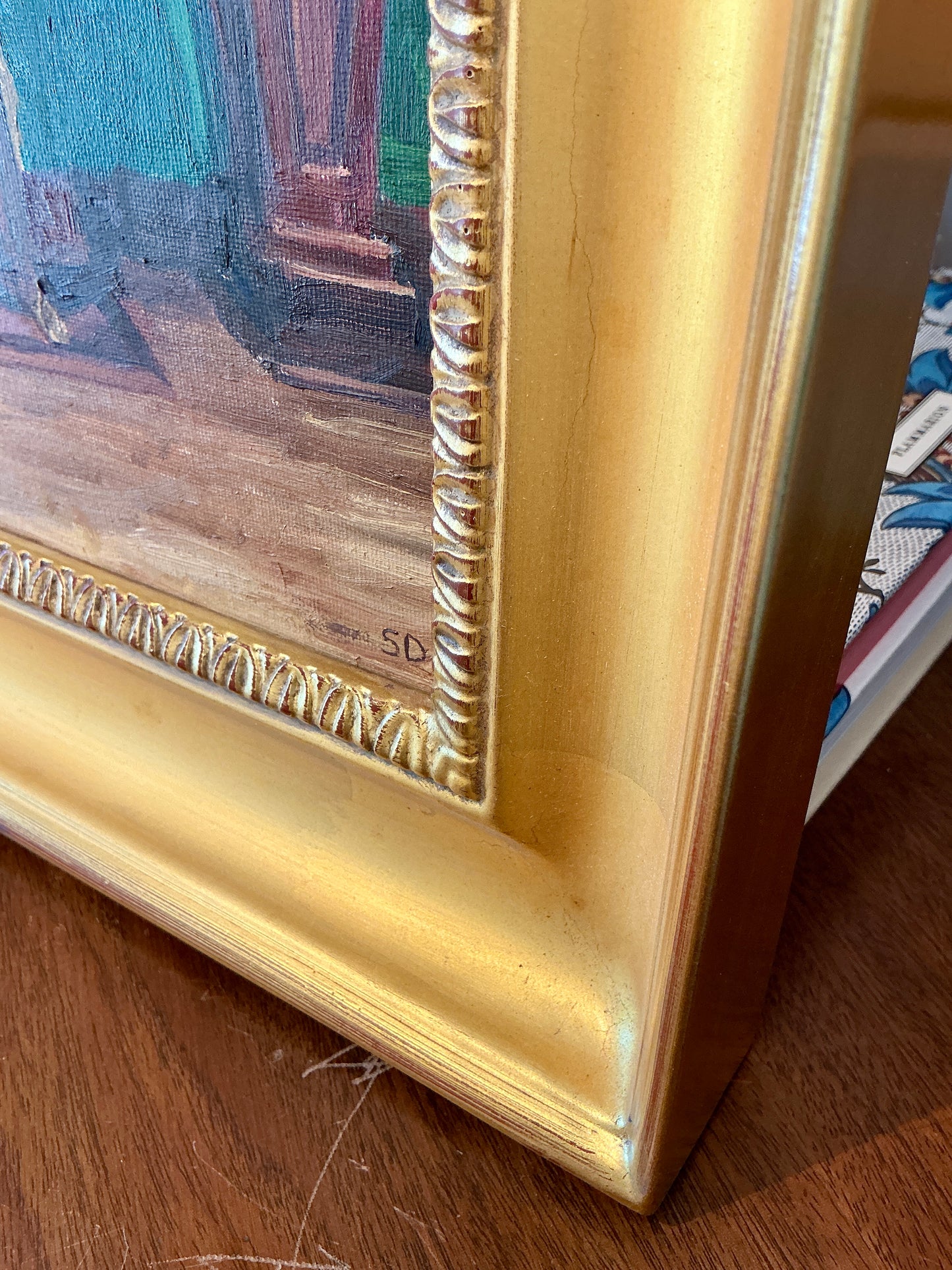 Stephanie Doucet Victor Hugo In The Green Room French Interior Oil Painting in Gold Frame