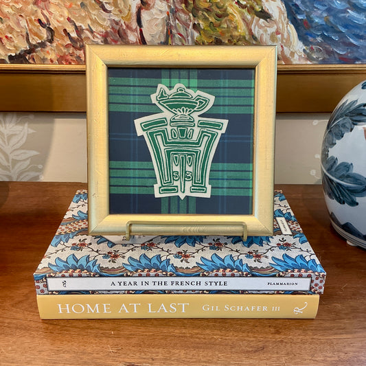 Vintage Hershey High School Hershey, PA Patch on Green Plaid in Gold Frame