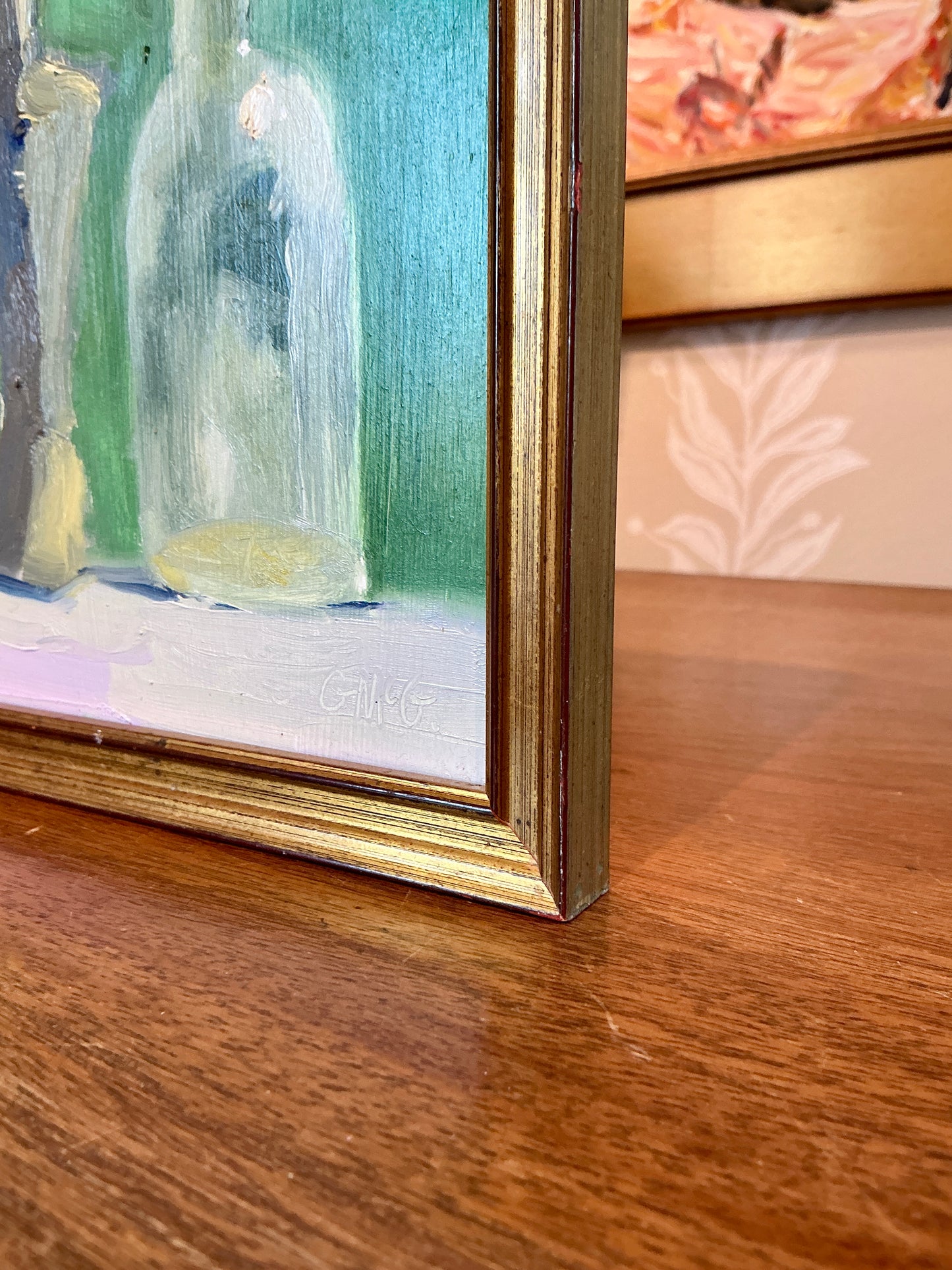 Gretchen McGinnis Springs First Mini Daffodils Still Life Oil Painting in Gold Frame