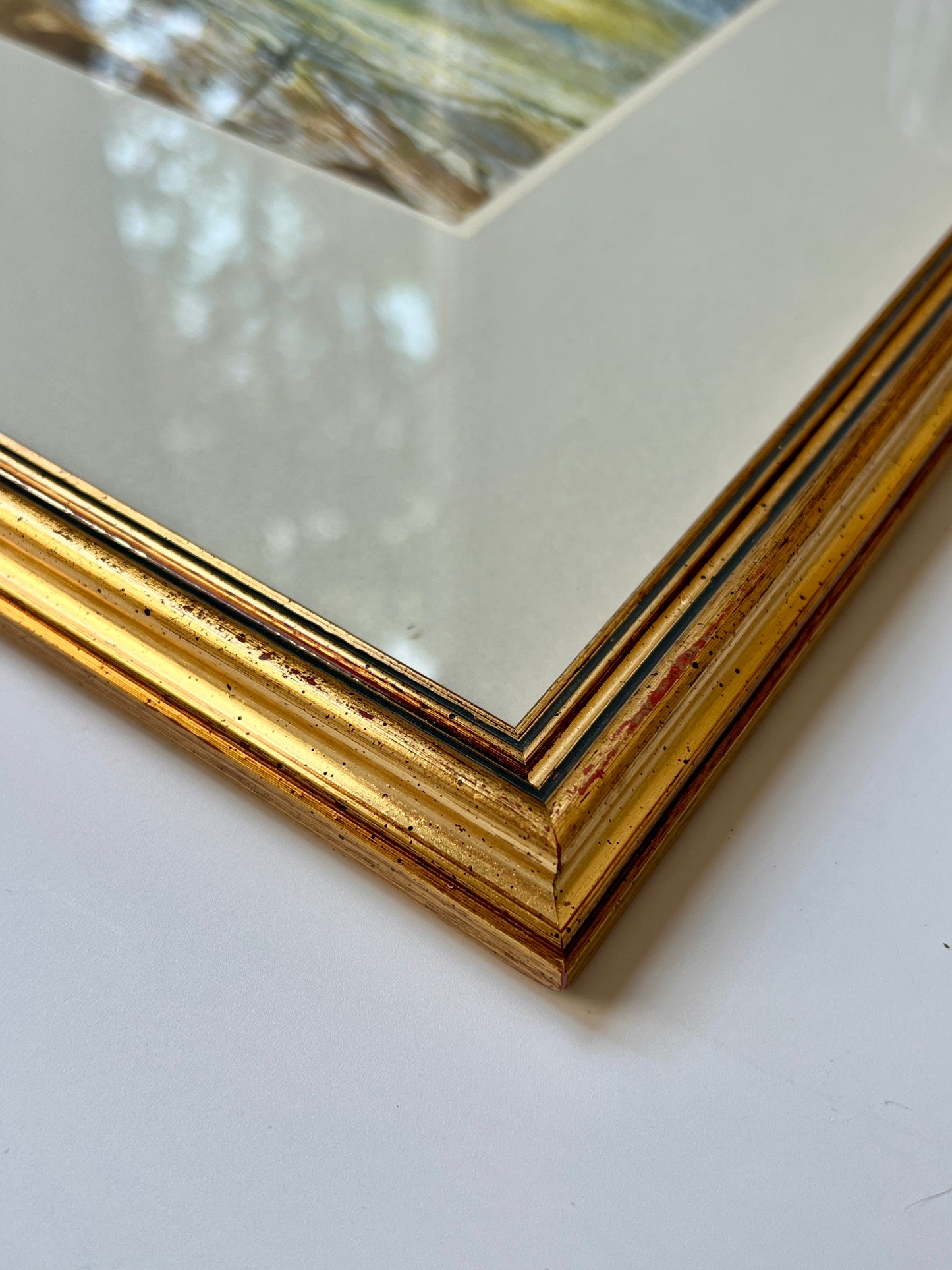 Ken Longcake "Time and Tide" 1993 Abstract Seascape Painting in Gold Frame