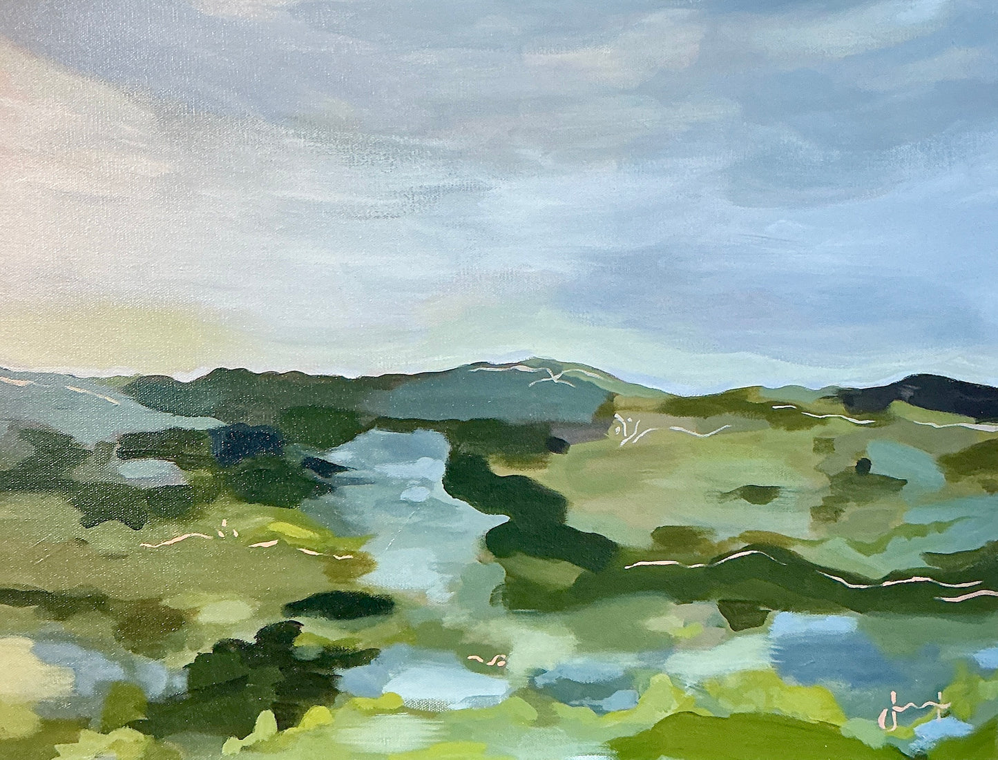 Jessa Butler Olive Sky Expressionist Landscape Painting