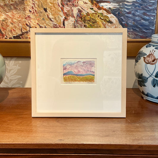Tony Rosati Pink Clouds Landscape Monotype in Wood Frame