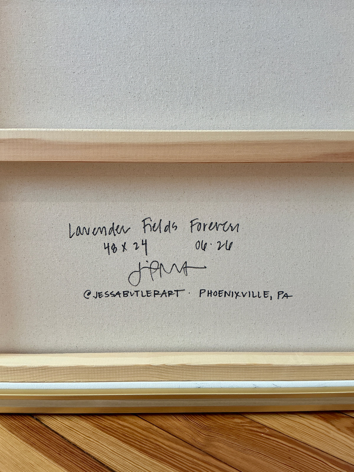 Jessa Butler Lavender Fields Forever Expressionist Botanical Painting in Gold Floater Frame