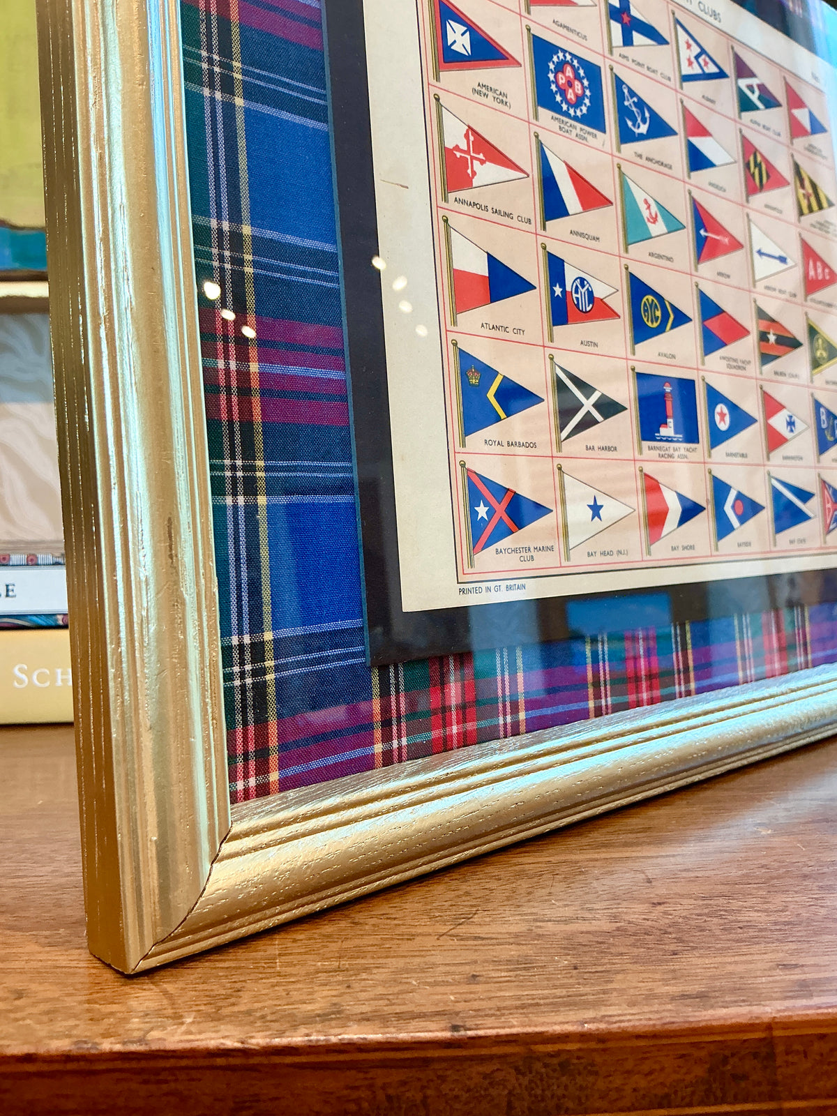 1947 Private Signals of Yachtsmen Flags on Plaid in Gold Frame