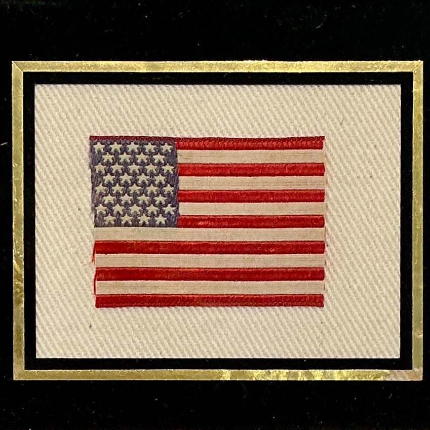 Antique 36 Star Silk American Flag on Ivory Duck Cloth in Gold Frame