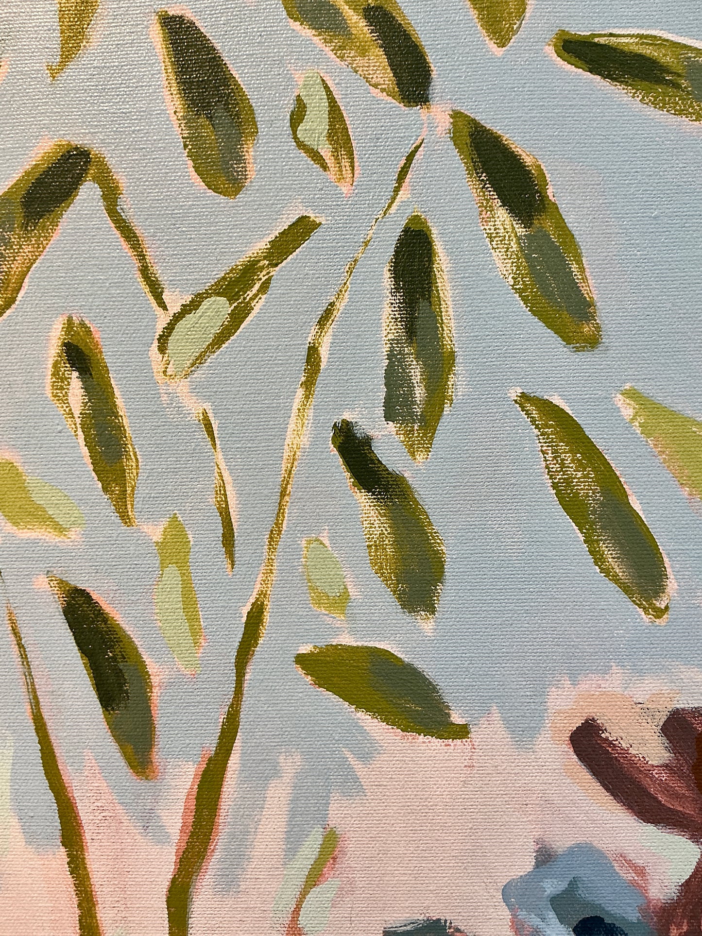 Jessa Butler The Long Way Expressionist Botanical Painting in Gold Floater Frame