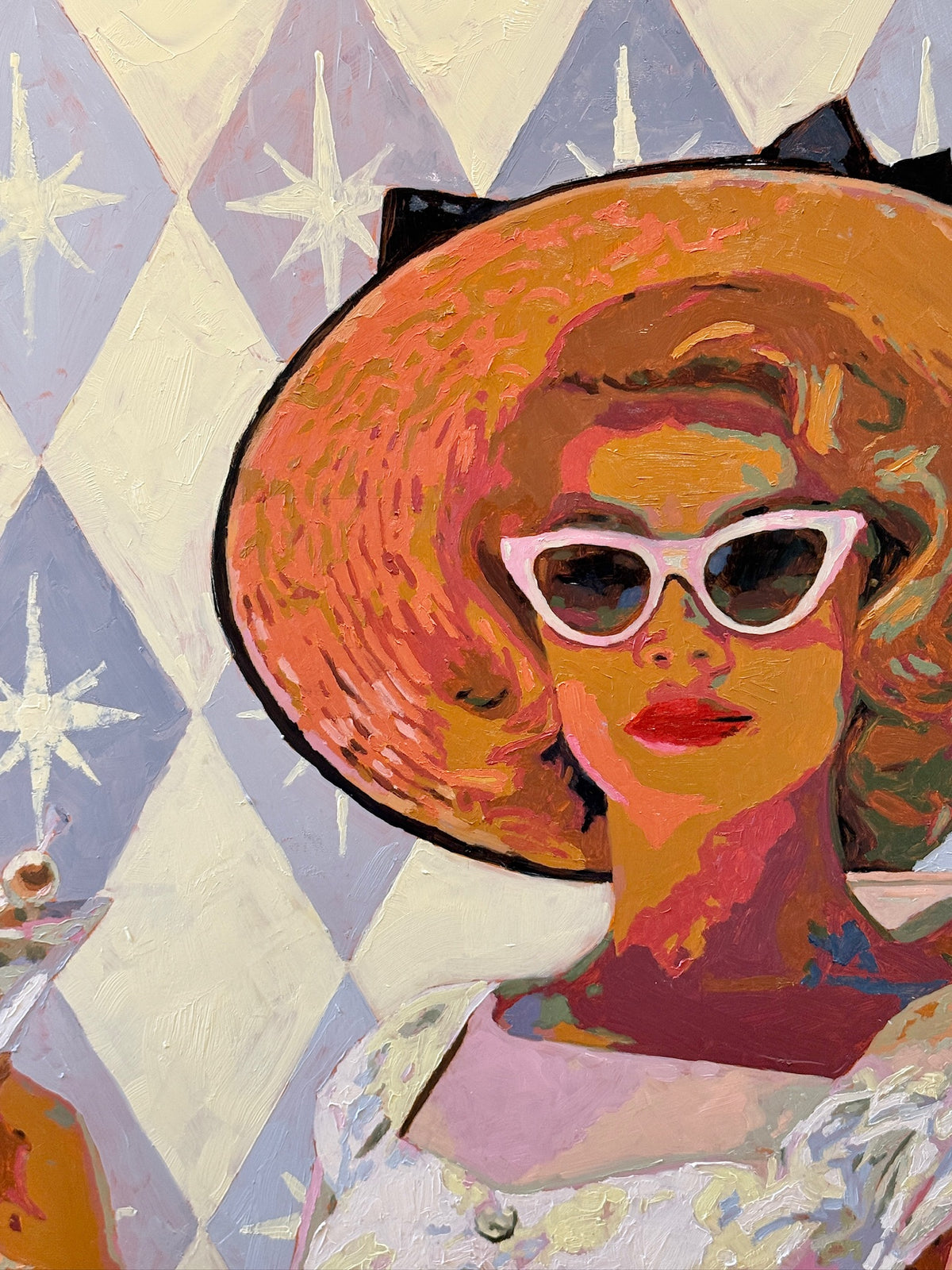 Karen McCool I Never Let My Glass Get Half Empty Because I Am a F'in Optimist Oil Painting