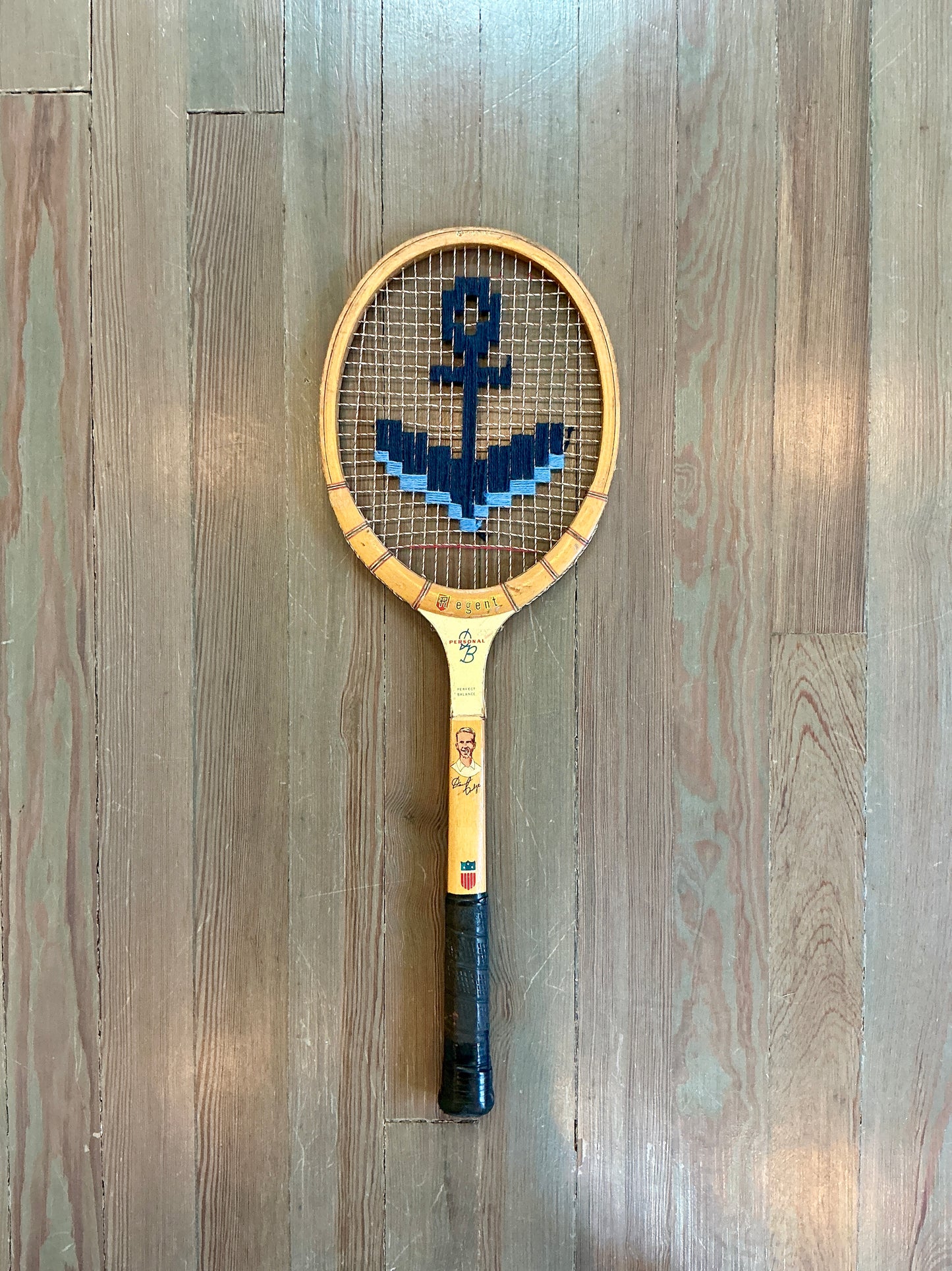 Vintage Embroidered Navy Anchor Tennis Racket
